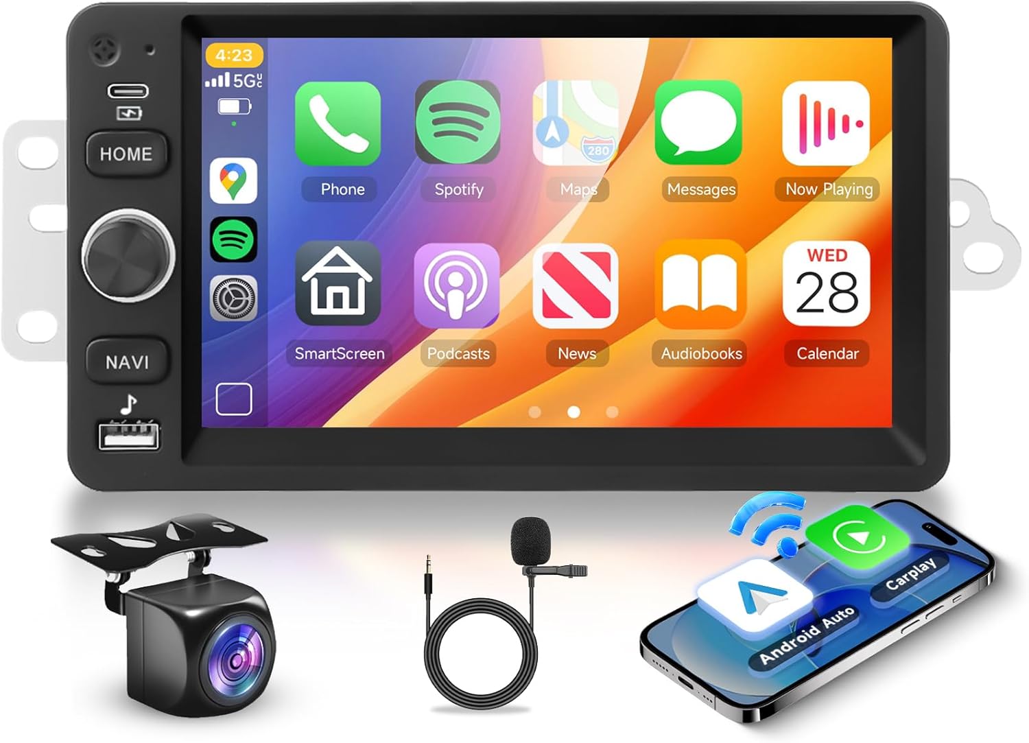 2G+64G Android Car Stereo for Chevy Chevrolet Silverado SSR Tahoe 2003-2006, Hummer H2 2003-2007, GMC Siera Yukon 2003-2006, Carplay Android Auto, GPS, WiFi, SWC+Backup Camera