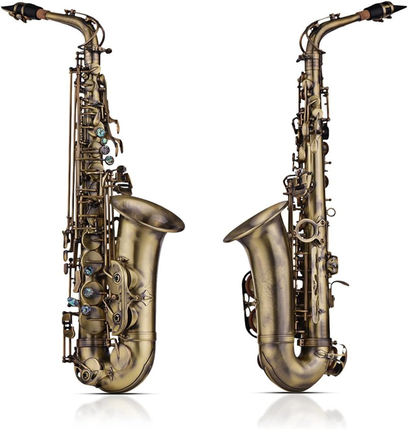 EB E-Flat Alto Saxophone Sax Shell Key Carve Pattern Woodwind Instrument with Case Other Accessories