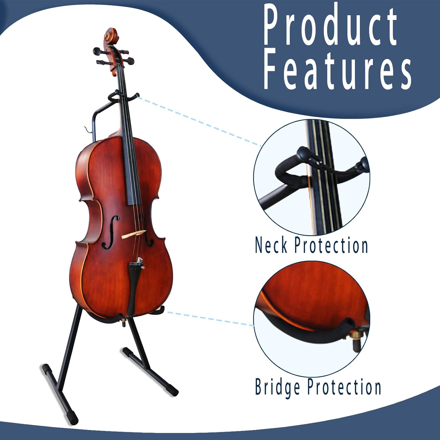 EASTROCK Double Bass Stand - Sturdy and Portable for Upright Bass, Violin, Cello, Fiddle, and Contrabass - Versatile Adjustable Folding Stand (Black)