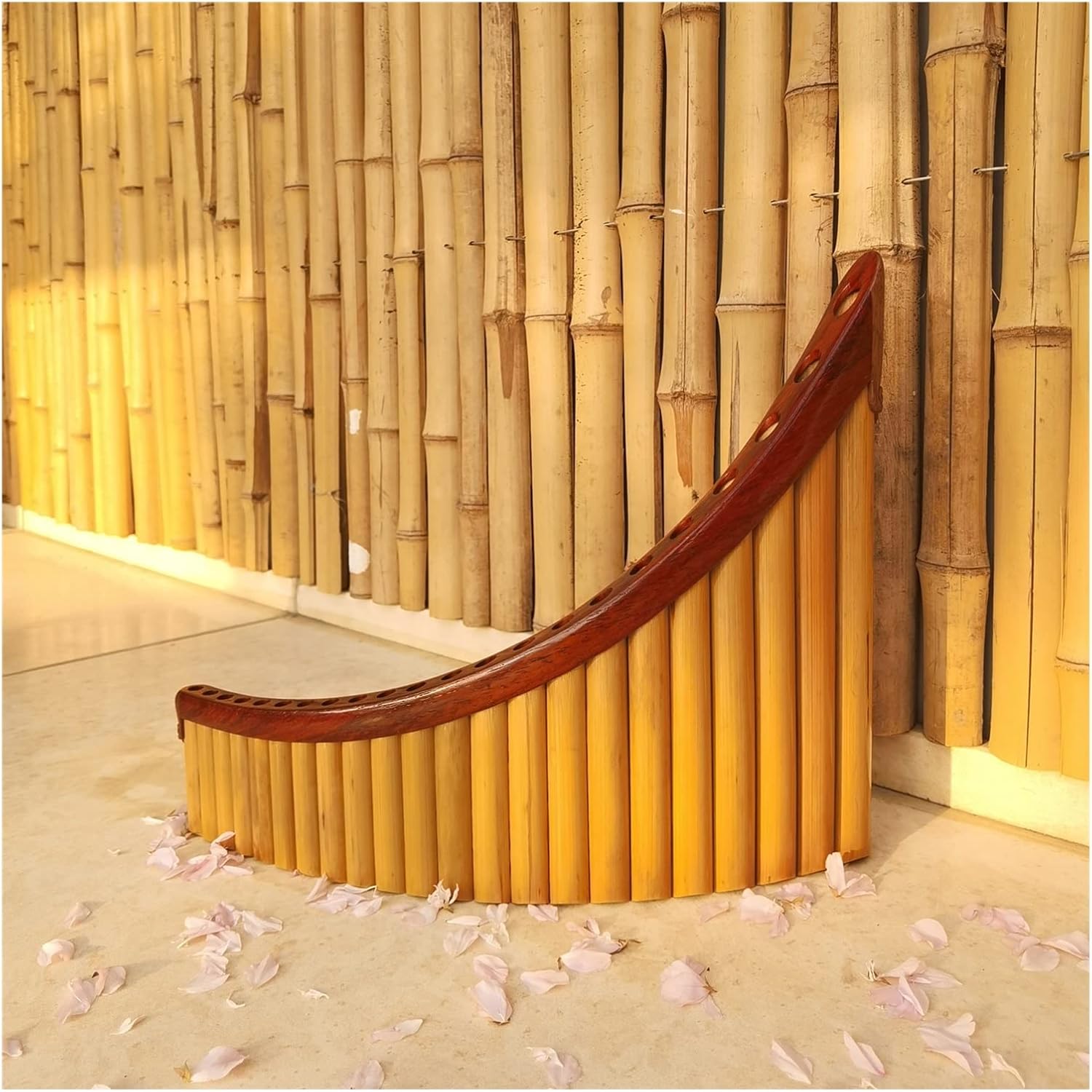 PanPipes Woodwind Instrument Pan Flute 22 Tube G Key Bitter Bamboo Adjustable Tone Pan Flute (Color : 2)