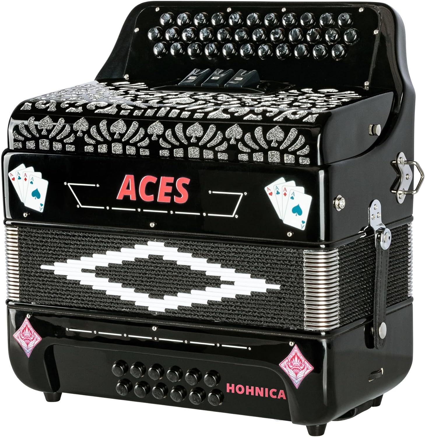 Hohner ACES II 34-Button Accordion with 3 Registers, Black, GCF