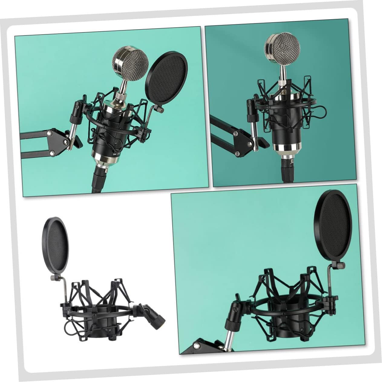 1 Set Anti-Vibration Protecting Anti- Bracket Blowout Clip Stand Cover Mount Accessories Mic Shockmount Holder Shockproof Vibration Microphone Shield Filter for Universal Rack Stands (Color : B