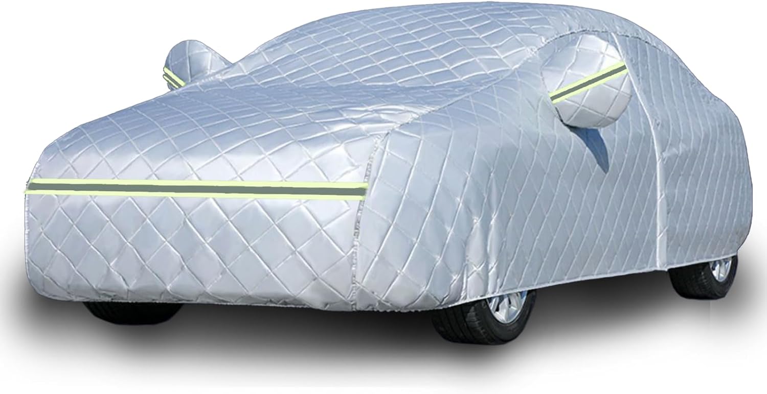 7 Layers Waterproof Heavy Duty Car Covers for Automobiles All Weather Season Anti-Hail UV Protection Snowproof Outdoor 11.7LBS Full Cover Universal Fit Sedan 186