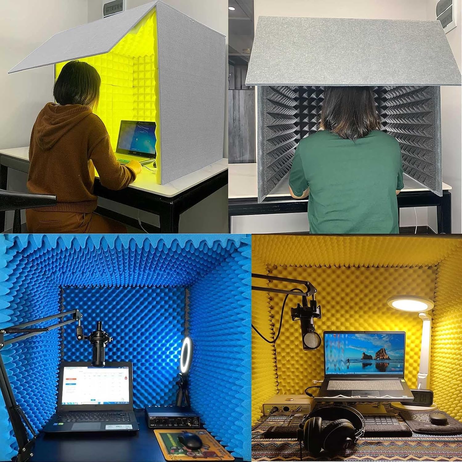 Desktop Soundproofing Cover, Microphone Isolation Cover, Portable Home Recording Studio, for Studio, Office (Red)