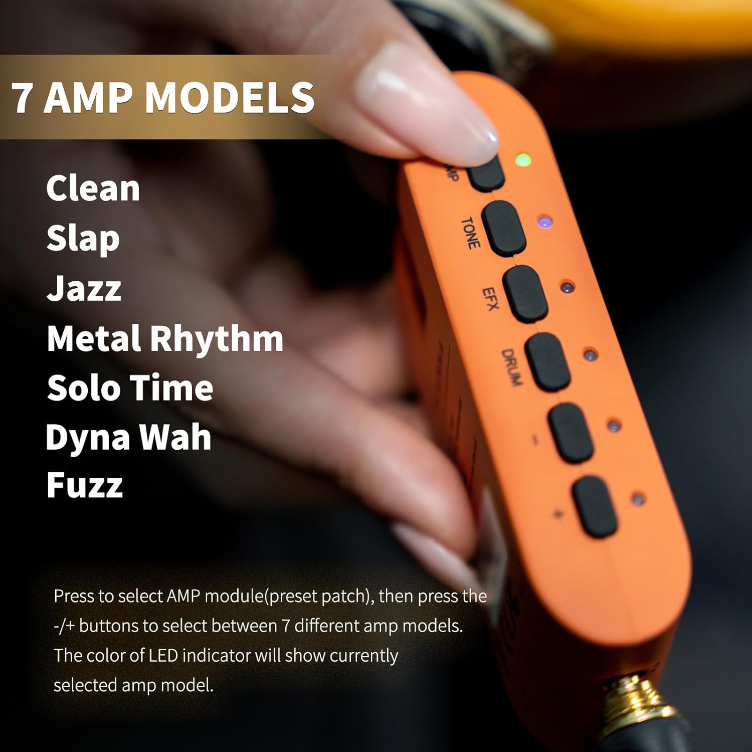 FLAMMA Bass Headphone Amp Portable Modeling Headphone Amplifier with 28 Drum Grooves 7 Amp Models Built-in Effects 5 Tone Color Support Bluetooth USB Audio Recording&Playback OTG Function Rechargeable