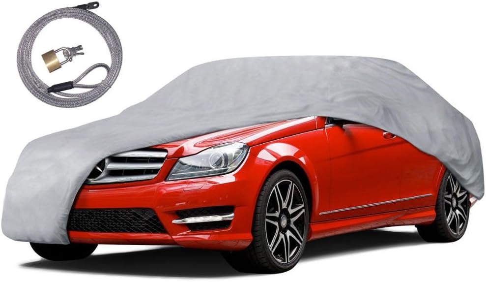 MotorTrend Universal Fit Car Cover (X-Large) - All-Weather Protection for Cars, Trucks & SUVs, Waterproof UV Resistant Scratch-Proof Durable, Vehicle Cover for Indoor Outdoor - Fits Up To 210