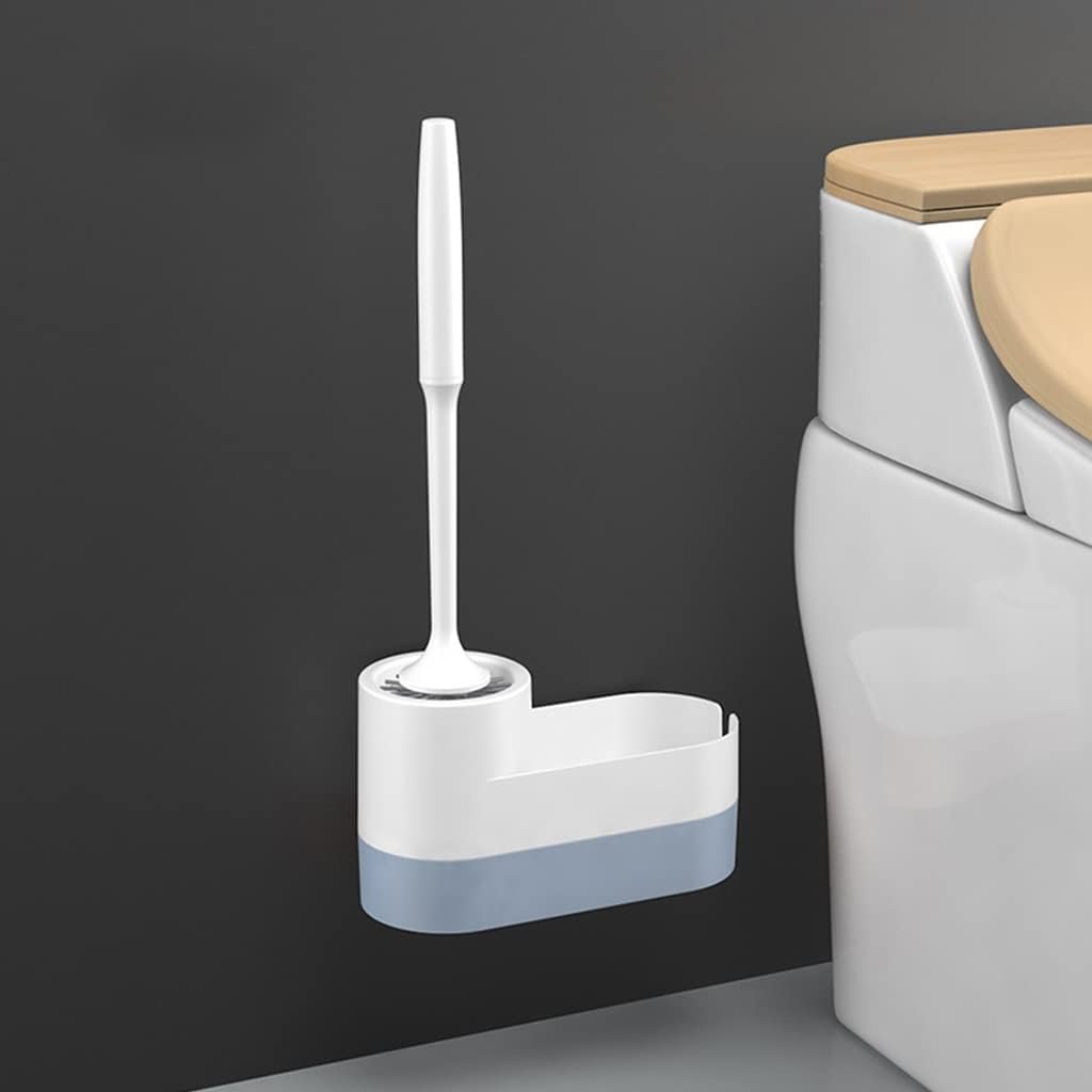 Toilet Brush Toilet Wall Hanging with Base Soft Brush Toilet Kit Creative Storage Silicone Bathroom Wc Tools TPR Toilet Brush (Color : B)