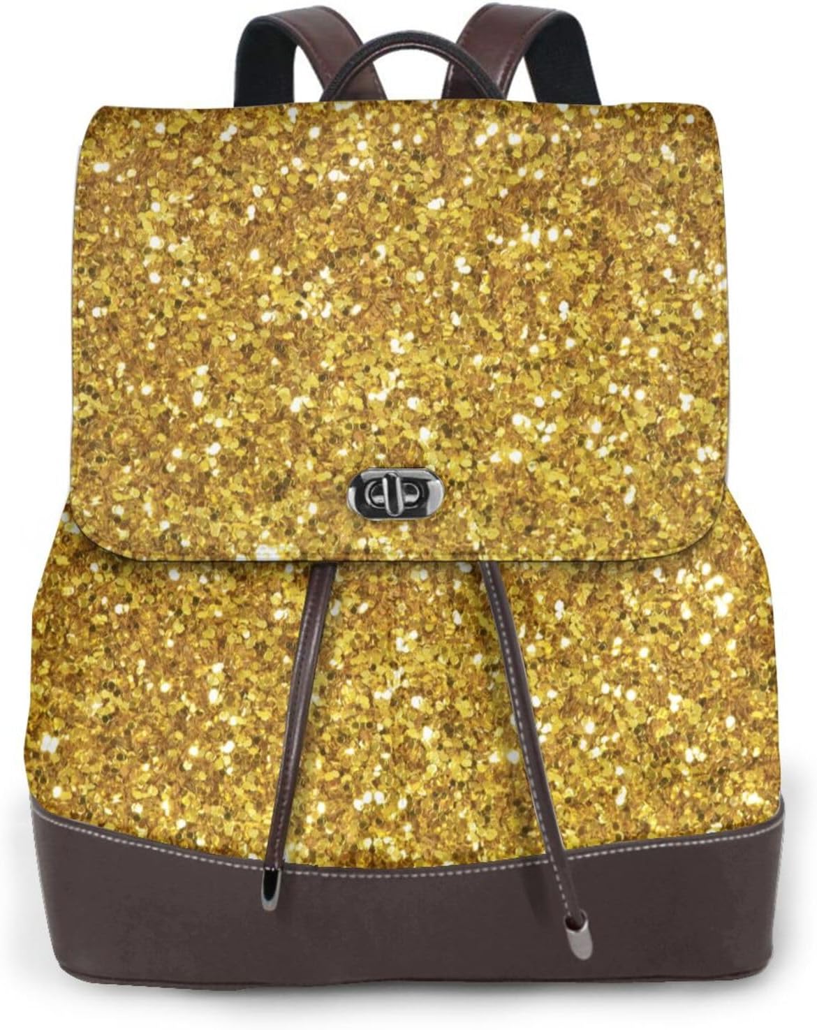 Gold Glitter for Womens Backpack Purse Microfiber PU Anti-theft Large Fashion Designer Travel Bag Ladies Shoulder Bags