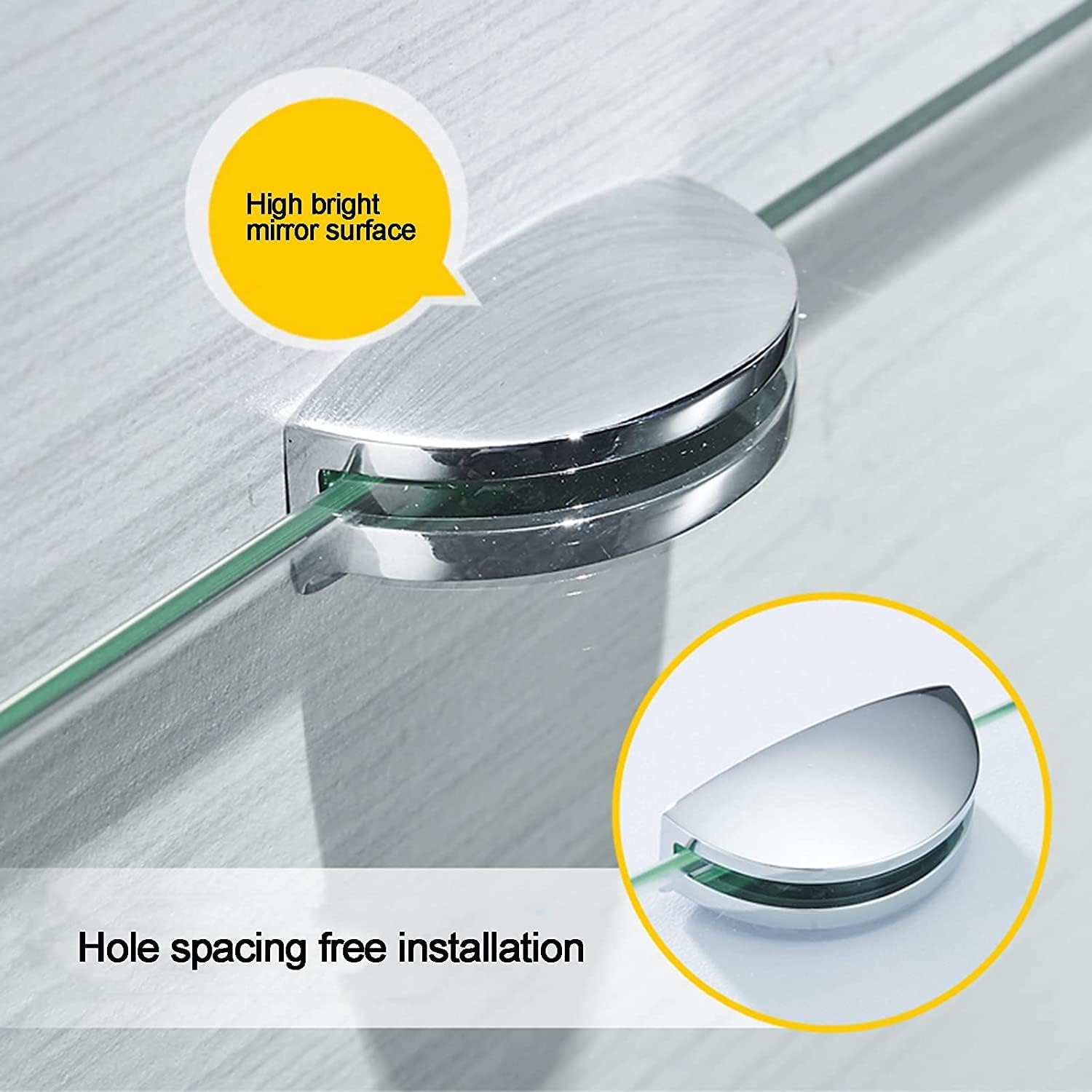 IOCCIOBB Bathroom Glass Shelf Bathroom Glass Shelf, 8 MM-ThickTempered Glass Shower Storage, Wall Mount Glass Floating Shelves (Size : 34cm)