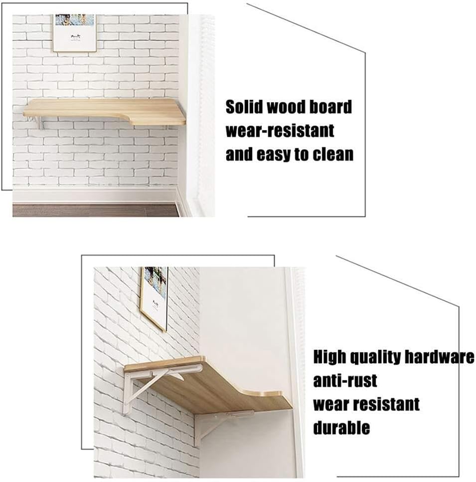 Wall-Mounted Folding Drop-Leaf Table, Space-Saving Corner Computer Desk, Study, Kitchen, Workbench, Easy Assembly, Multi-Function(Creamywhite,120 * 70 * 50cm)