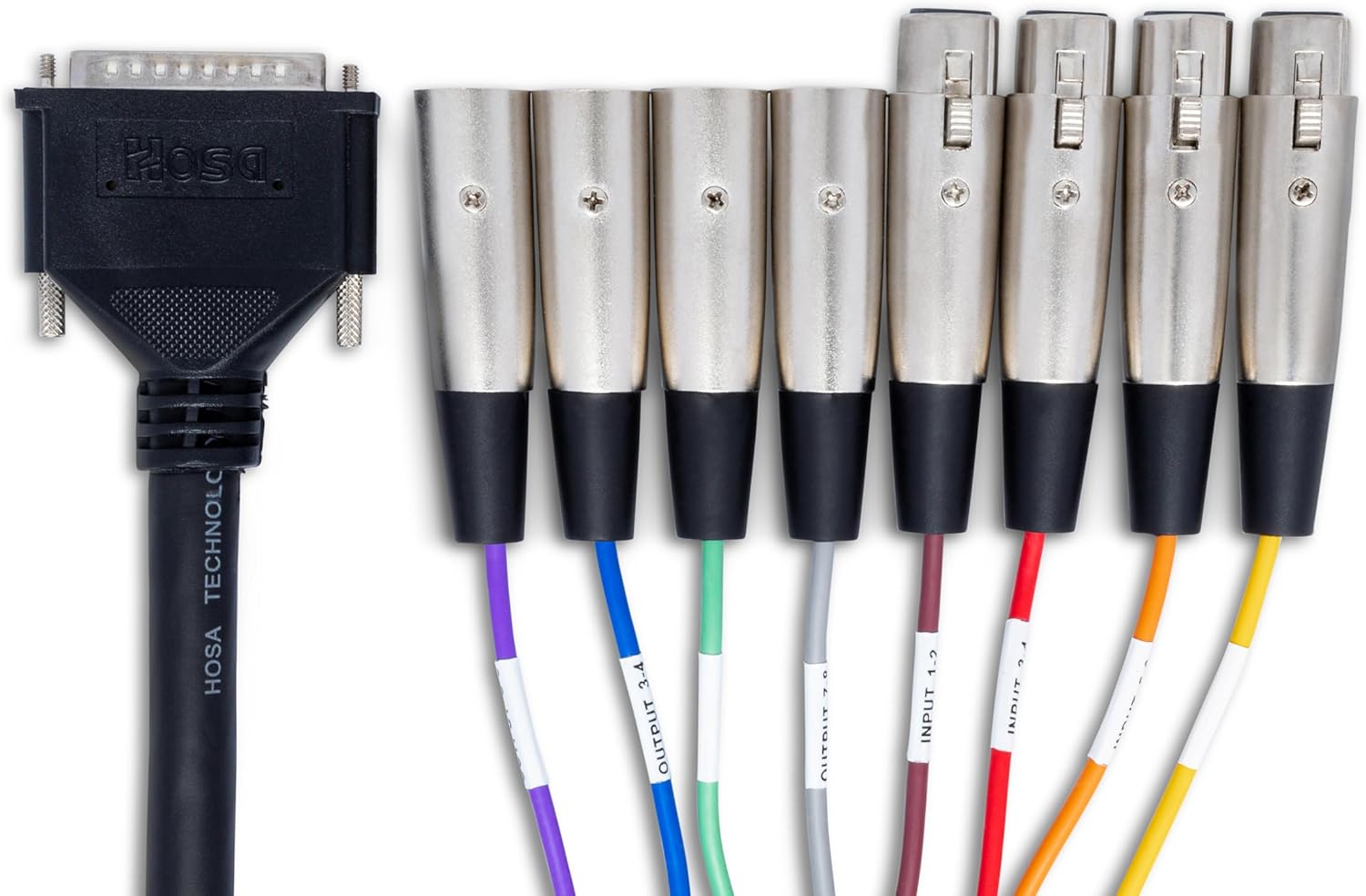 Hosa AES-805Y AES/EBU Snake, DB25 to 4 x XLR3M and 4 x XLR3F, 16.4 Feet