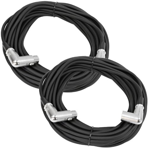 Seismic Audio - SAXRA50-2Pack - Two Pack of 50 Foot XLR Right Angle Male to XLR Right Angle Female Microphone Cables - 50 Foot Mic Cords
