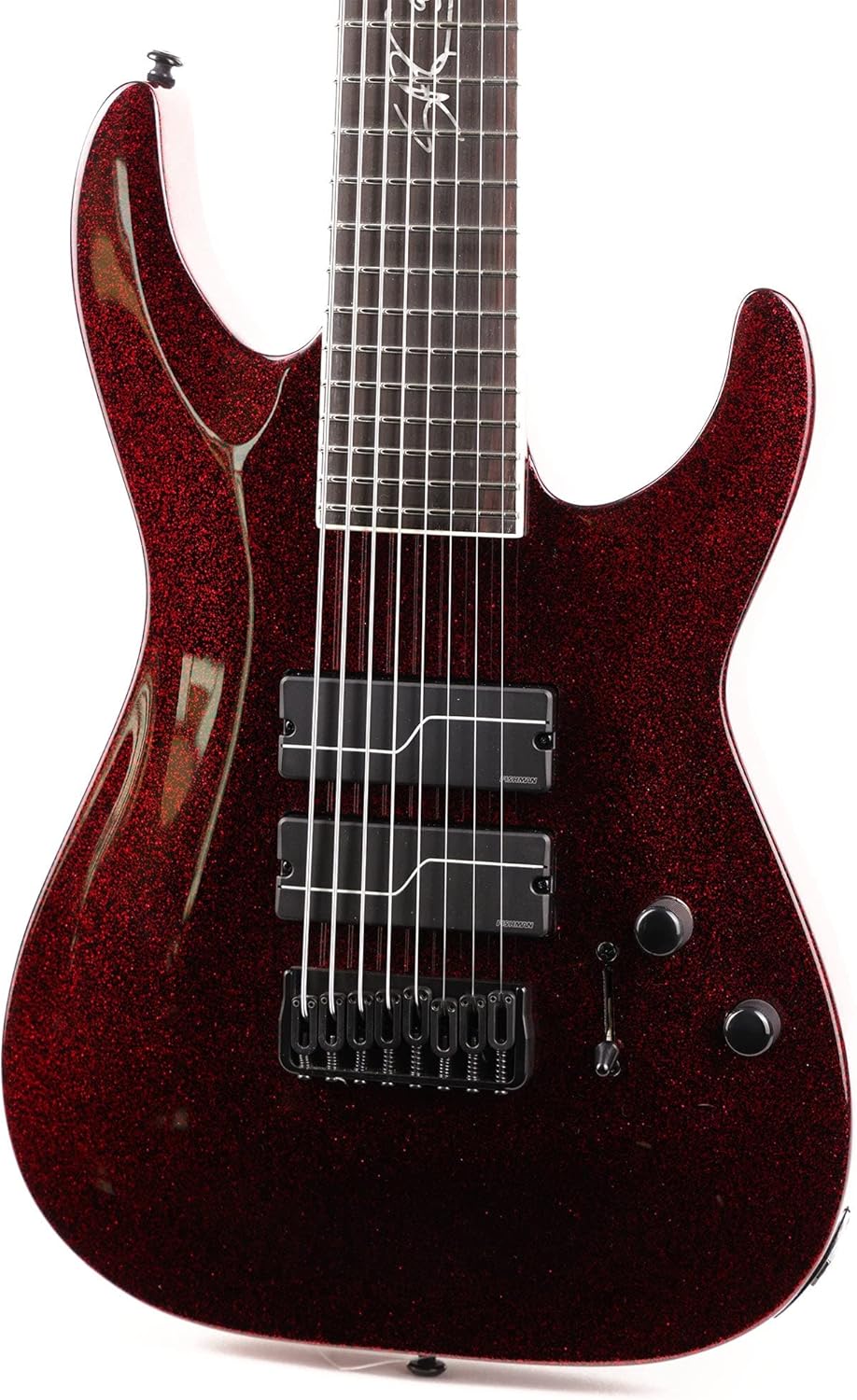 ESP LTD SC-608 Baritone Signature Series Stephen Carpenter Electric Guitar with Case, Red Sparkle