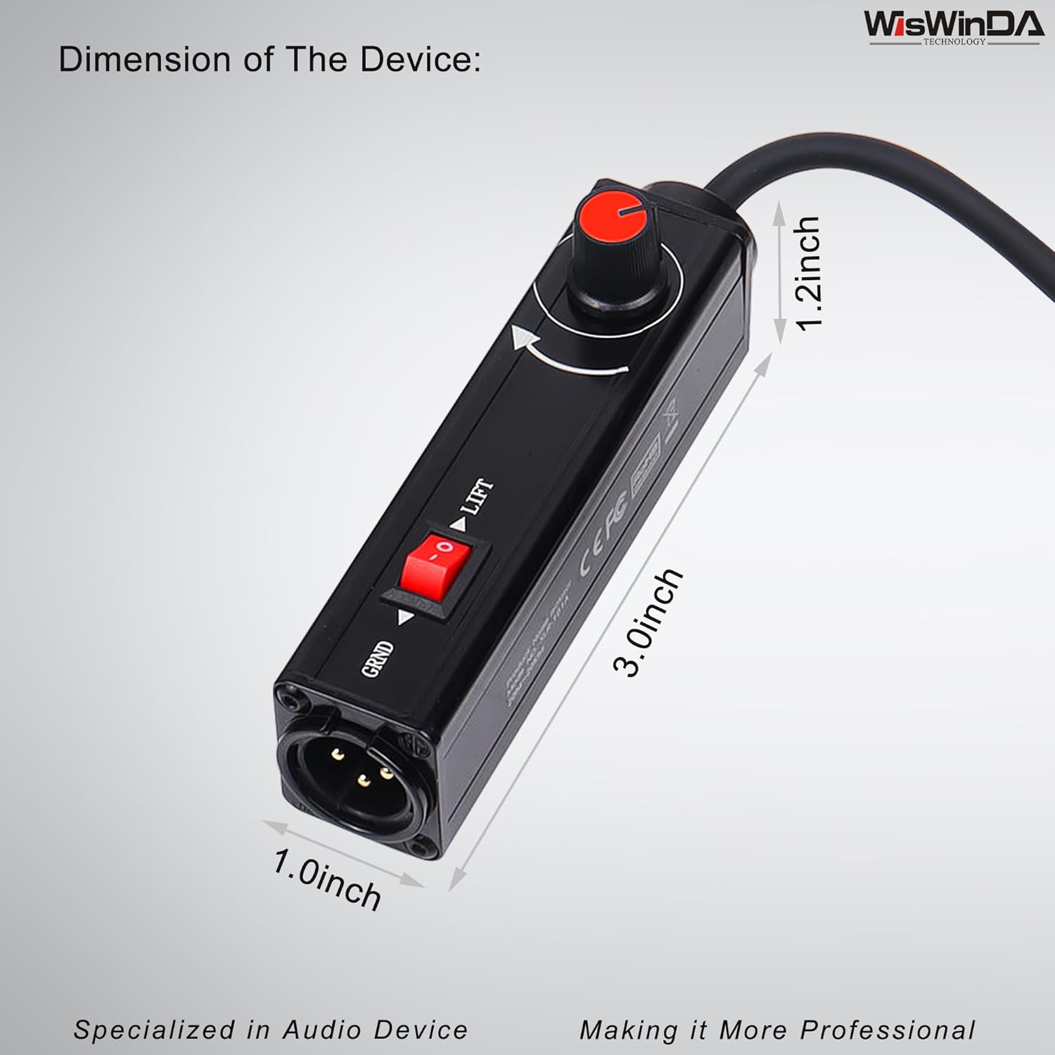 Pro101A AUX to XLR Isolation Box with Volume Controller and Ground Lift Switch Build-in Cord Length 3.3ft with Detachable 3.5mm Aux Gold Coating Plug (Pro 101A Aux-XLR)