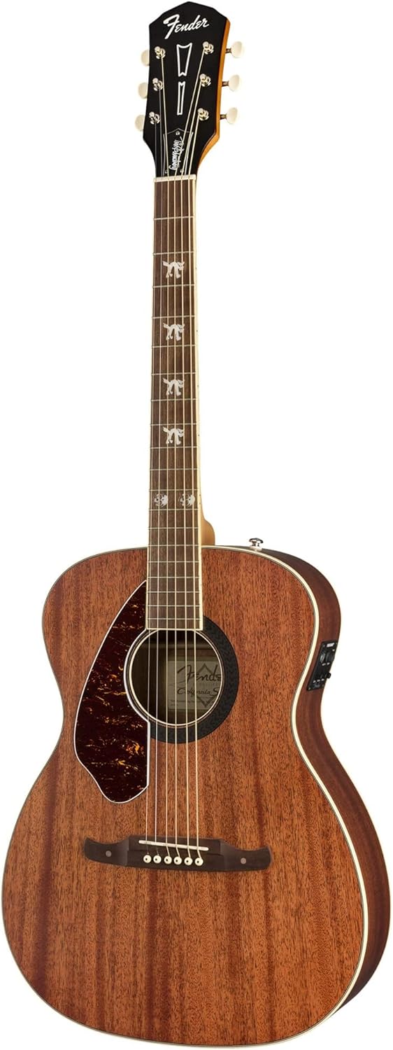 Fender Tim Armstrong Hellcat Concert Acoustic-Electric Guitar - Left-Handed Natural Bundle with Strings, Strap, Picks, and Austin Bazaar Instructional DVD