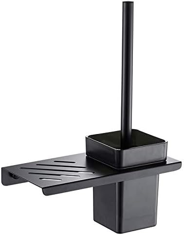Bathroom Toilet Brush Holder Cleaning Brush with Storage Rack Black Matte Bathroom Accessories