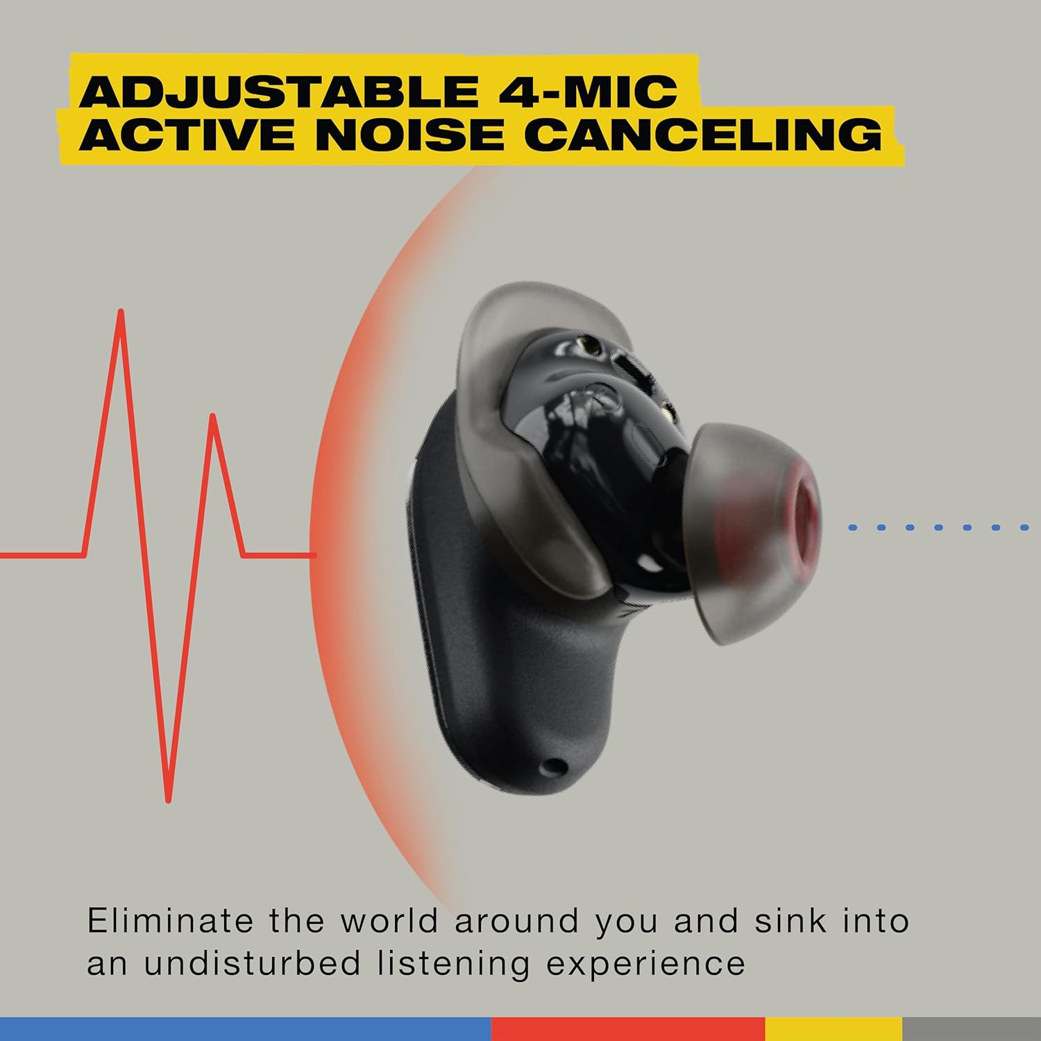 Skullcandy Method 360 ANC Wireless Earbuds, Sound by Bose, Bluetooth Headphones, Premium Noise Cancelling, Up to 40 Hrs Battery, Sweat and Water Resistant, Microphone for iPhone Android - True Black