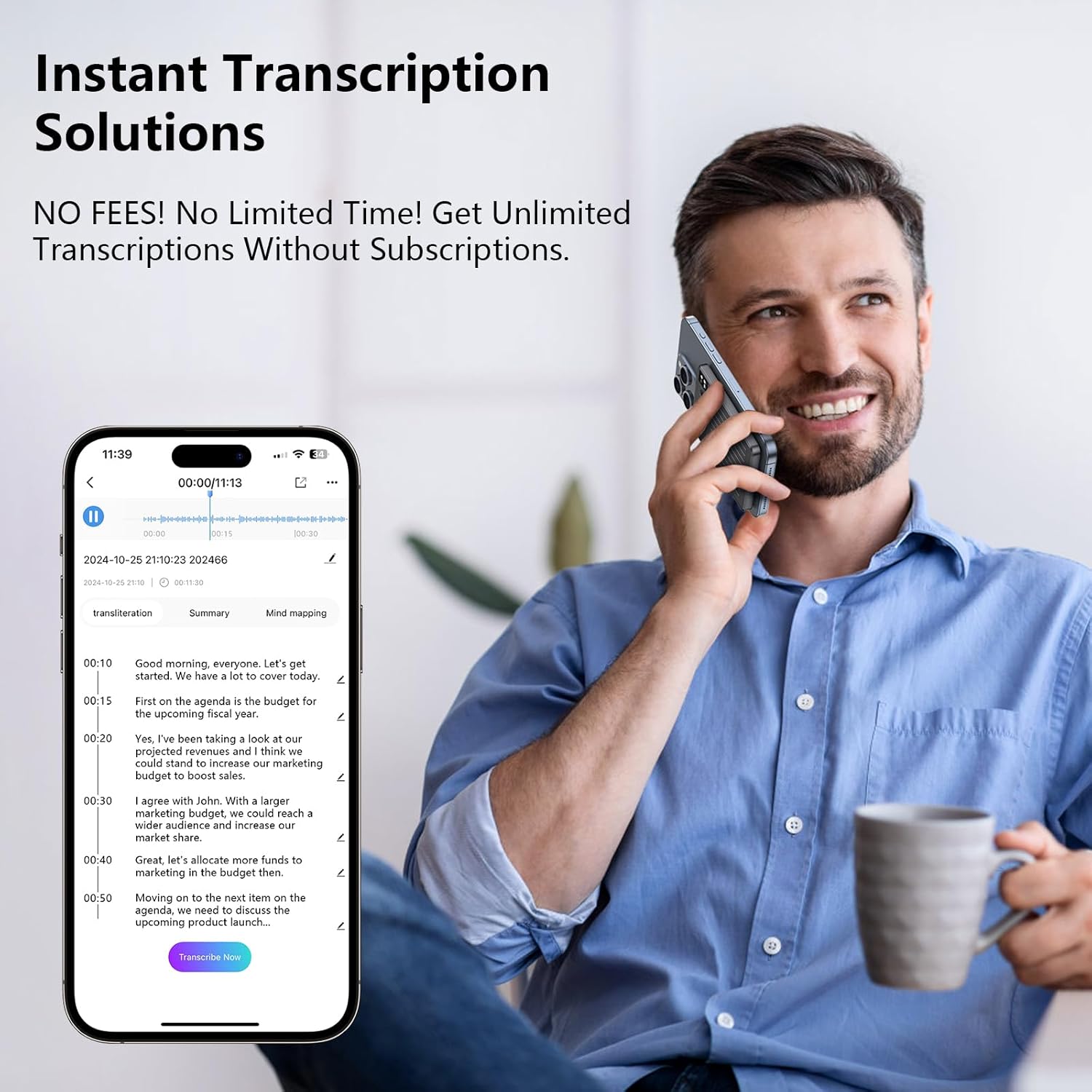 AI Voice Recorder, Voice Recorder with No Fee for Transcribe & Summarize, Empowered by ChatGPT, APP and WEB Sync, Support 107 Languages, 64GB Memory,Digital Voice Recorder for Meetings/Calls-Dark Gray