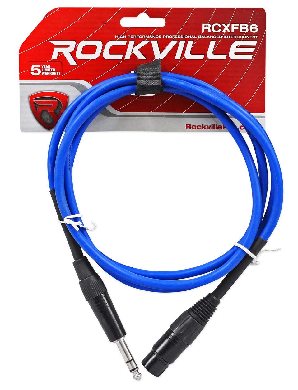 10 Rockville 6' Female Rean XLR to 1/4'' TRS Cables (5 Colors x 2 of Each)