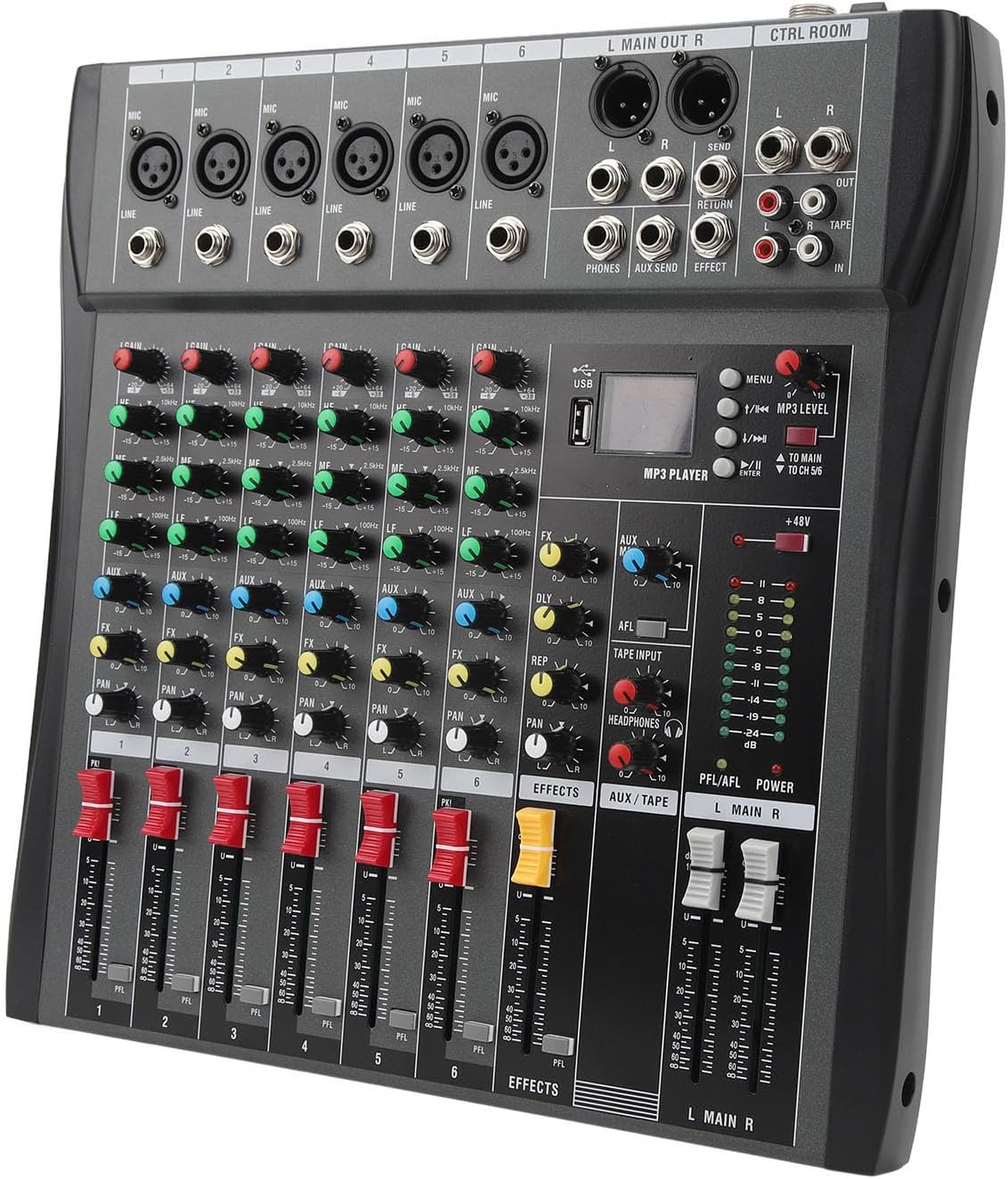 6 Channel Audio Mixer Streaming Mixing Console DJ Studio Sound Board Professional Multi Interface for DJ Studio AC100~240V