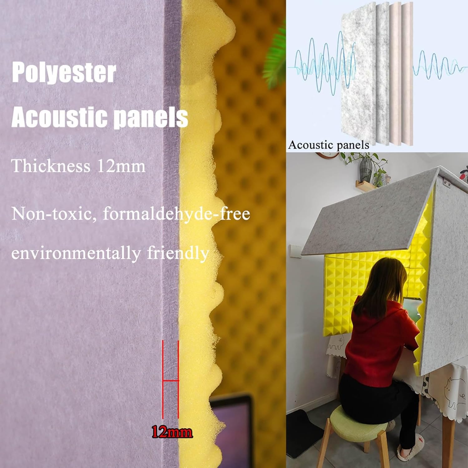 Desktop Soundproofing Cover, Microphone Isolation Cover, Portable Home Recording Studio, for Studio, Office (Red)