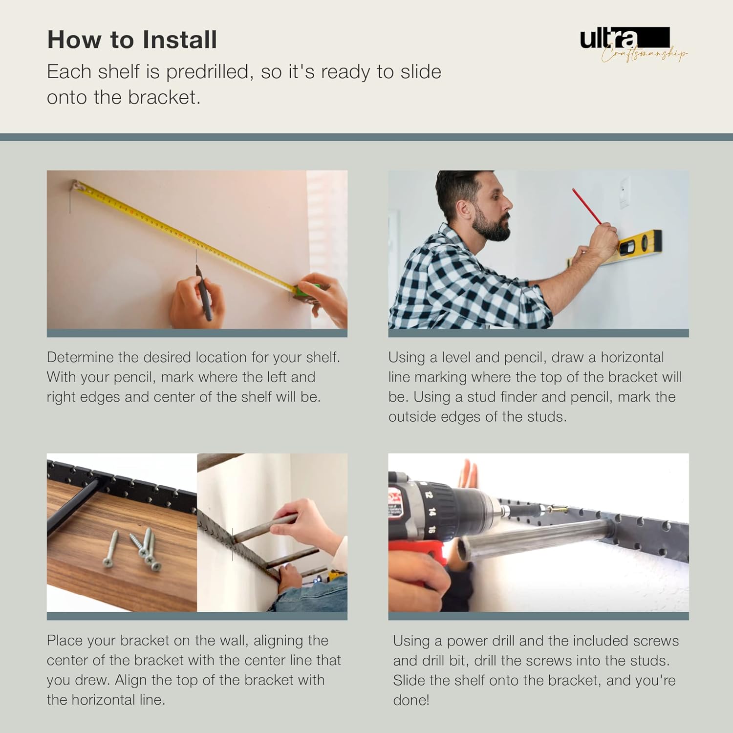 UltraShelf Solid Wood Floating Shelf for Wall Decor, Alder, 24