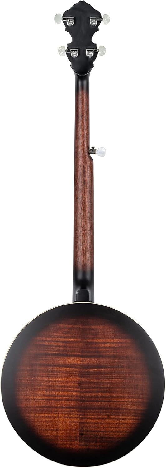 Ortega Guitars Americana Series 5-String Flamed Mahogany Resonator Banjo, Right, Whiskey Burst (OBJ300-WB)