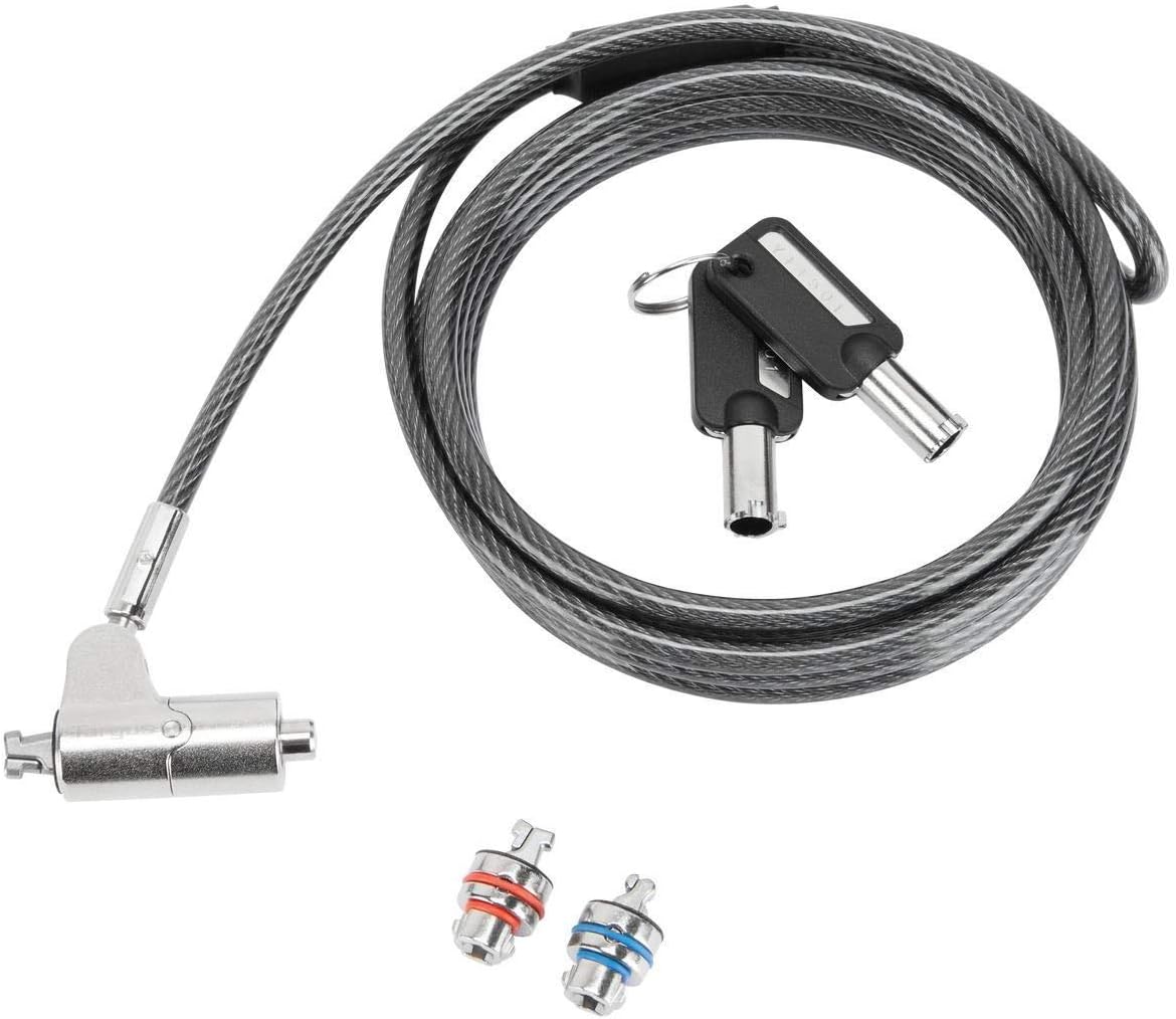 Targus DEFCON 3-in-1 Lock, Keyed Cable Retail Lock for Laptop Computer and Desktop Security Cable (ASP85GL)