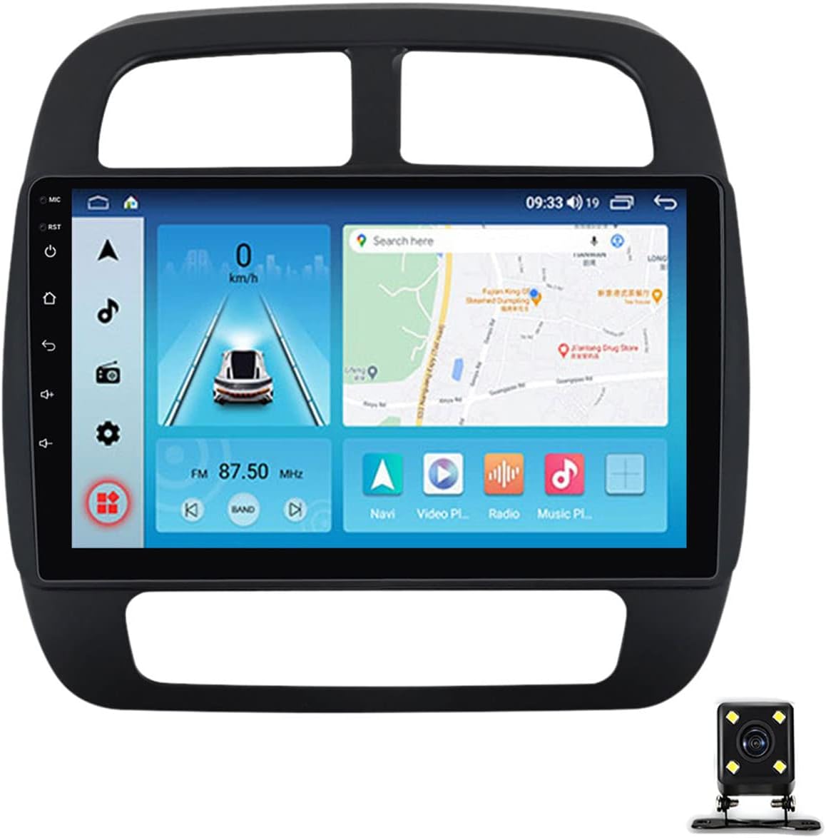 Double DIN Car Stereo Media Receiver 9-Inch Touch Screen Car MP5 Player for Renault Kwid K-ZE 2015-2019 with Backup Camera Support Carplay/Android Auto/Mirror Link/USB/DSP/FM Car Radio