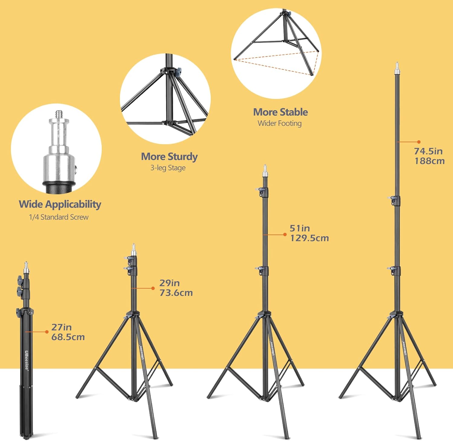 UBeesize Softbox Photography Lighting Kit, 27” x 20” Continuous Lighting Kit with 2pcs 40W E27 Socket 6500K Bulbs, Professional Photo Studio Lighting for Video Recording, Portrait Shooting