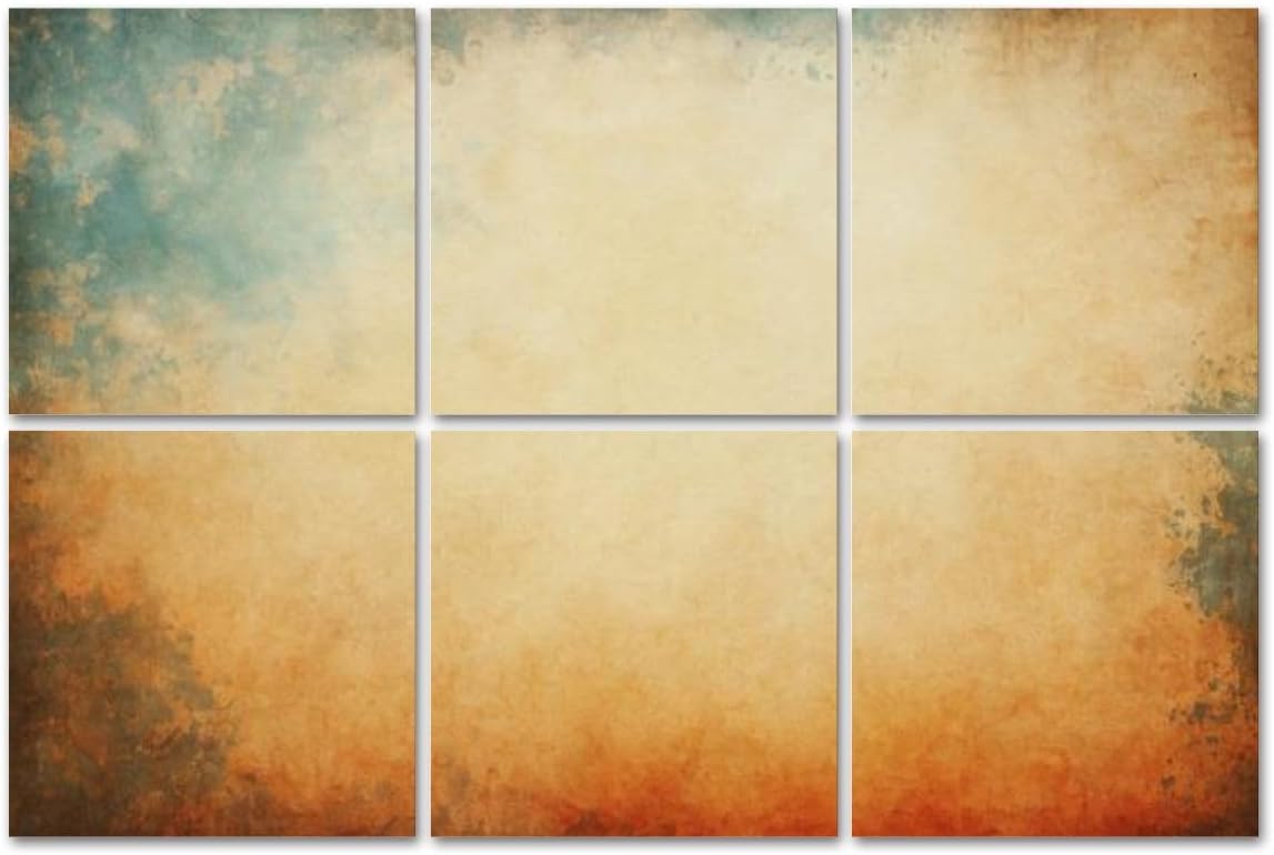 6 Pack Art Acoustic Panels Sound Absorbing Vintage Grunge Texture Warm Orange Blue Faded Watercolor Decorative Soundproof Wall Panels Self Adhesive for Recording Studios Office 72