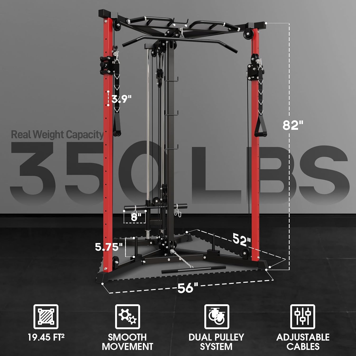 Mikolo Cable Crossover Machine, Functional Trainer with 17 Adjustable Positions, Home Gym Equipment with High and Low Pulley System for LAT Pulldowns and Seated Cable Row, Cable Fly Machine