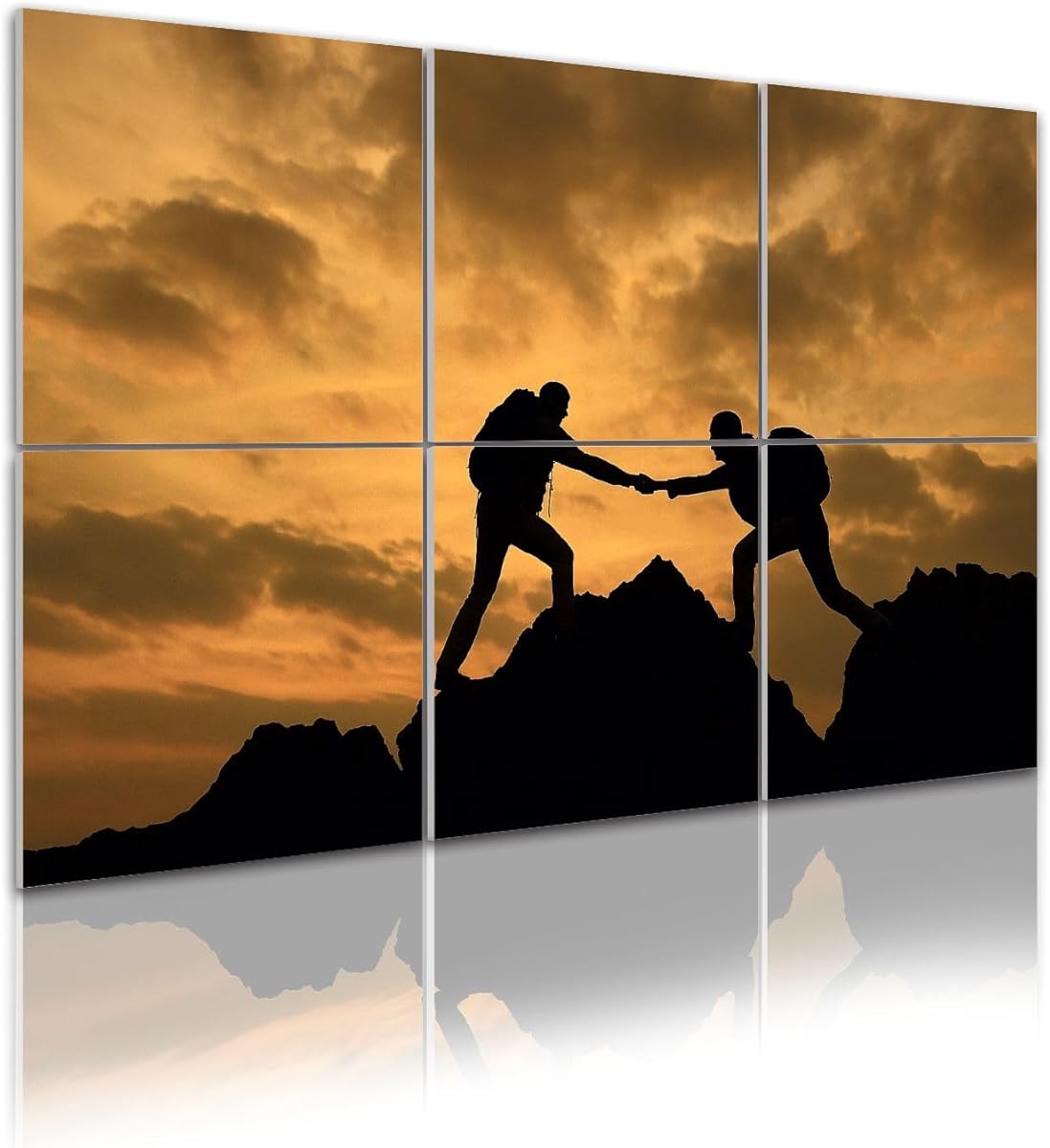 6 Pack Art Acoustic Panels Man woman help silhouette mountains Sound Absorbing Panel 48