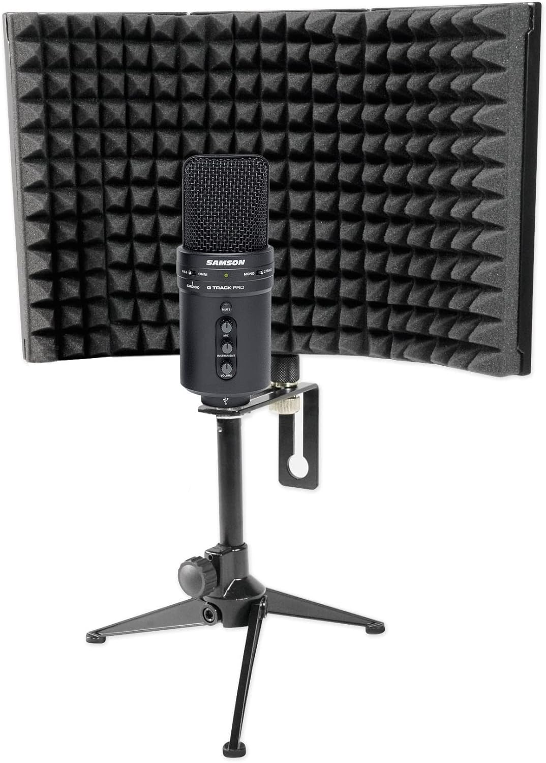 Audiosavings Bundle: Samson G-Track Pro Studio USB Condenser Microphone Mic+Built in Audio Interface Bundle with Rockville RockShield 1 Studio Microphone w/Sound Dampening Foam (2 Items)