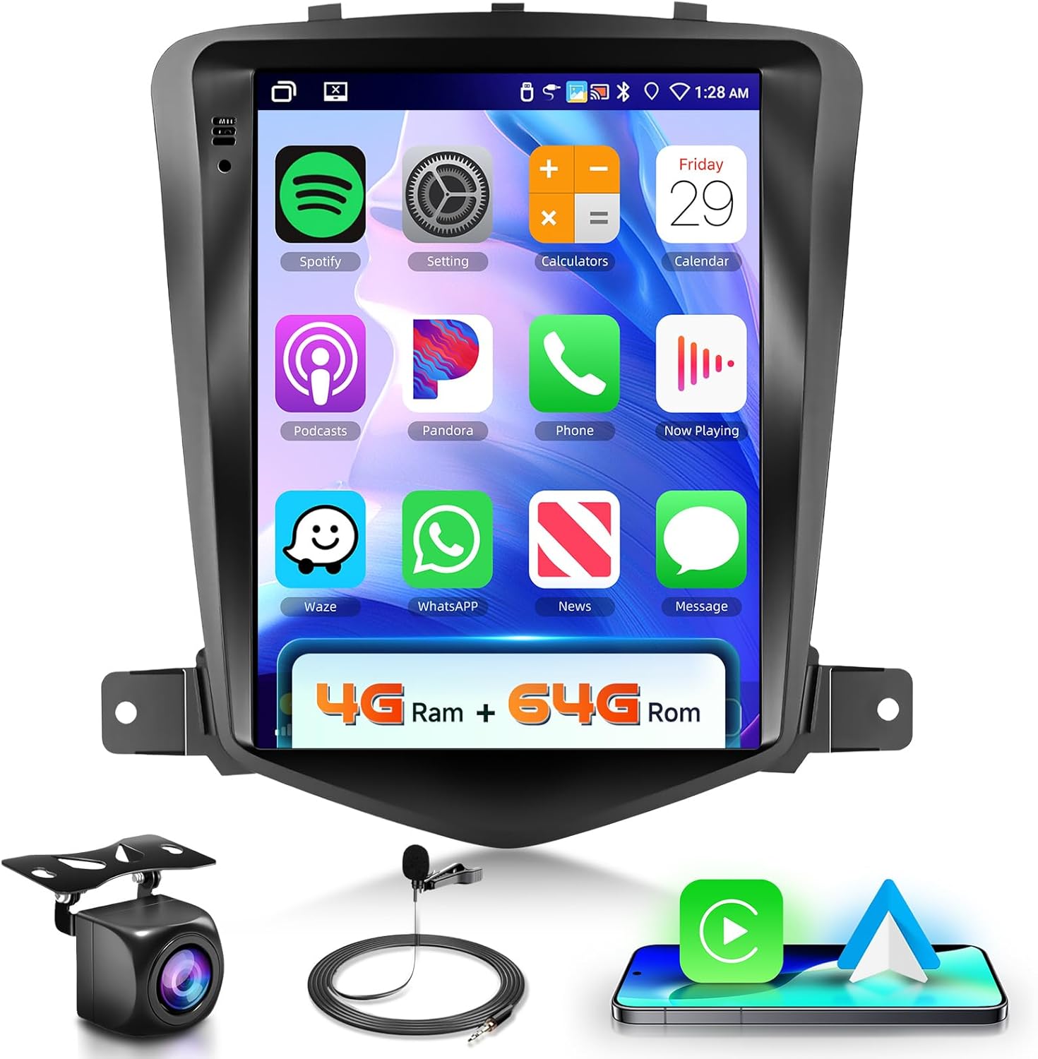 Android 13.0 Car Radio for Chevrolet Cruze 2009-2015 with Wireless CarPlay Android Auto, 9.7 inch IPS Touchscreen Head Unit with GPS WiFi Bluetooth 5.0 USB DSP Audio SWC 4G+64G