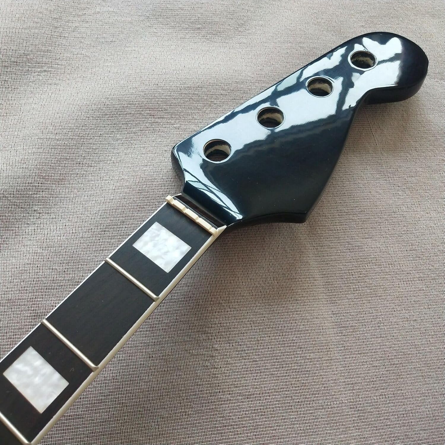 Black Bass Guitar Neck Piece 20th Fret Maple Rosewood Fingerboard Inlay Replacement Parts