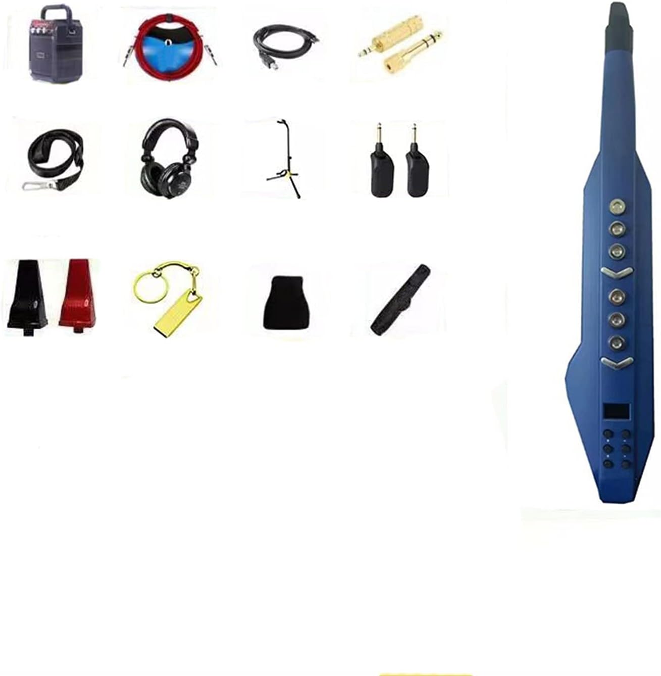 Sax Beginners Kit Electric Wind Instrument Contains Erhu Flute Cucurbit Old Saxophone Wind Instrument (Color : Colorful Blue)