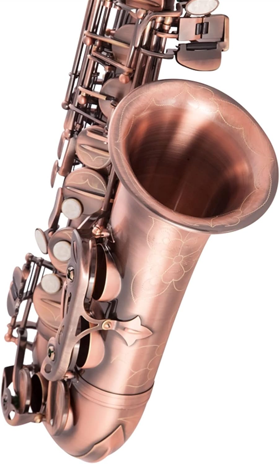 Saxophone Straight High Grade Red Bronze Bent EB Alto Saxophone E-Flat Sax Carved Pattern Woodwind Instrument with Carry Case