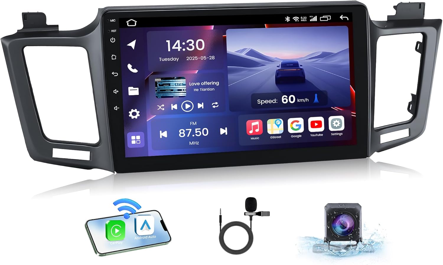 𝟖 𝐂𝐎𝐑𝐄 𝟔+𝟏𝟐𝟖𝐆 Car Stereo Radio for Toyota RAV4 2013-2018: Android 13 Upgrade 1280 * 800 Touchscreen with Wireless CarPlay/Android Auto/4G LTE/5G WiFi/GPS/Bluetooth/AM/FM/DSP/SWC
