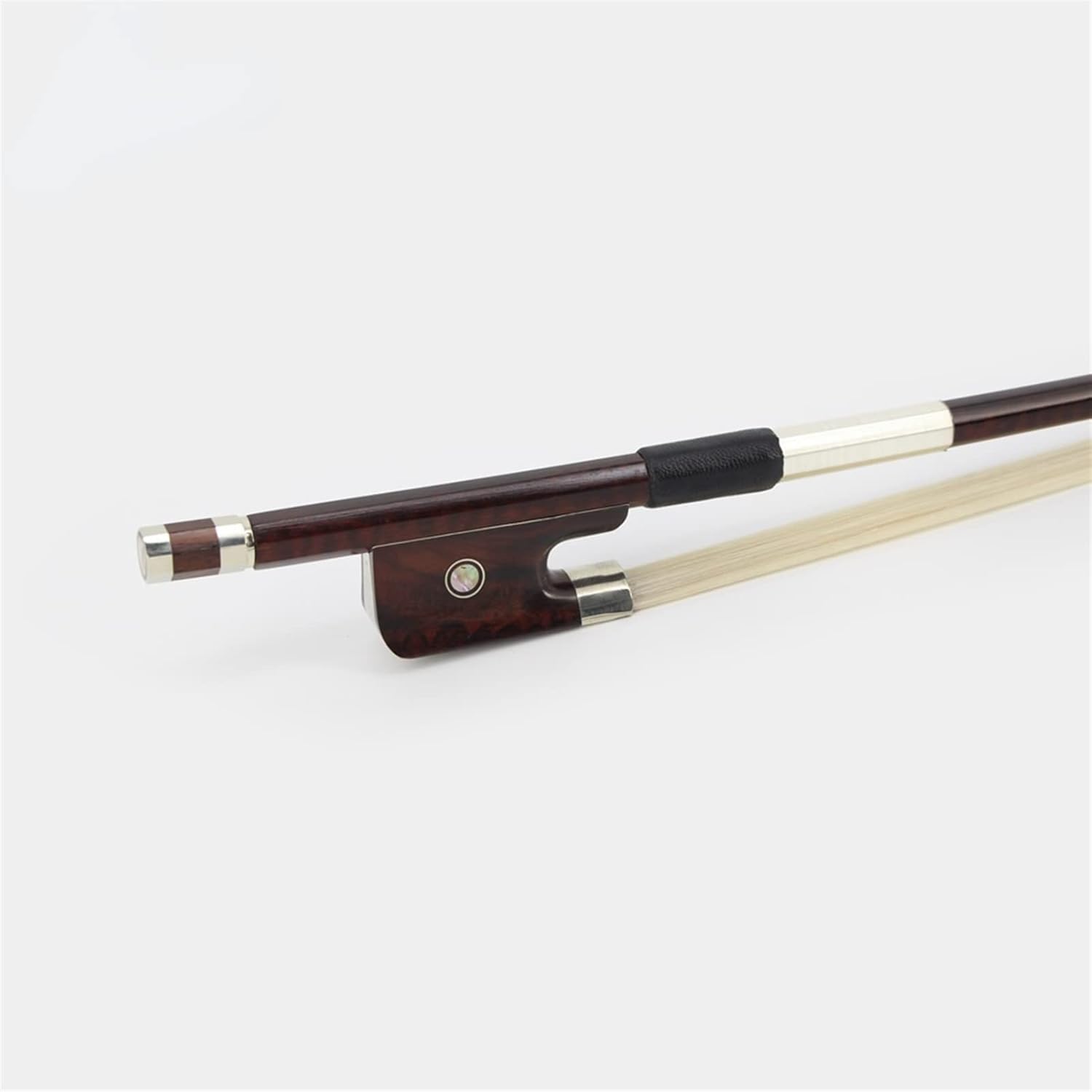 TSTS Handmade Snakewood 4/4 Double Bass Bow Horsehair Fisheye Inlayed Snakewood Frog W/Colored Shell Full Size Violin Bow