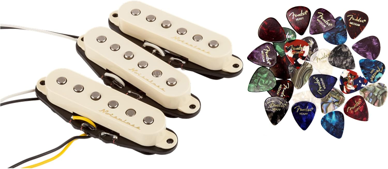 Fender Vintage Noiseless Stratocaster Pickups Bundle with Picks
