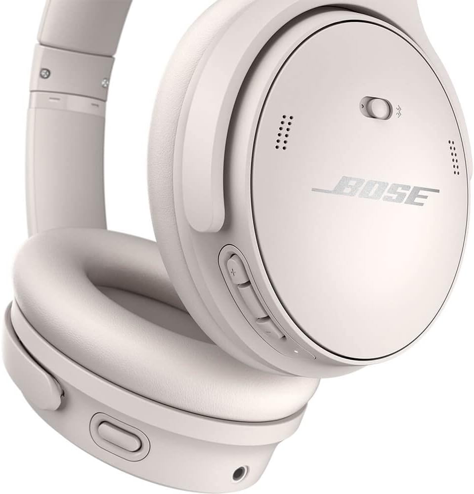 Bose QuietComfort 45 Wireless Bluetooth Noise Cancelling Headphones, Over-Ear Headphones with Microphone, Personalized Noise Cancellation and Sound, White Smoke