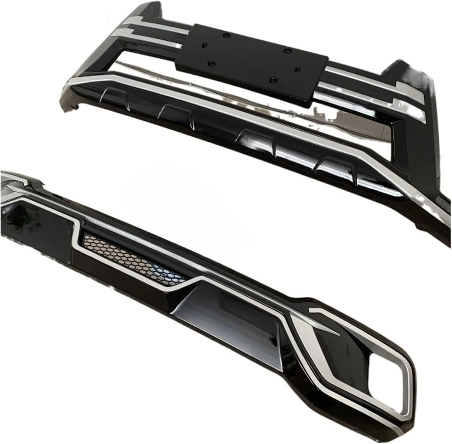 Spoiler Lip Compatible For Toyota highlander 2018-2020 Front Rear Bumper Gloss/Matte Black/Carbon Fiber Look/White Car Splitter(One set black)