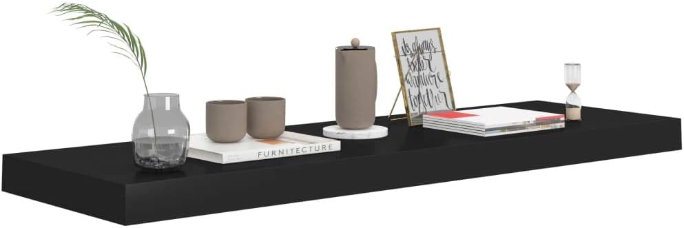 Modern Style Floating Shelves,Wall Storage Shelves,Wall Mounted Shelf Organizer Unit Display Shelf,for Living Room,Bedroom,Kitchen,Bathroom,Office,2 pcs Black 31.5
