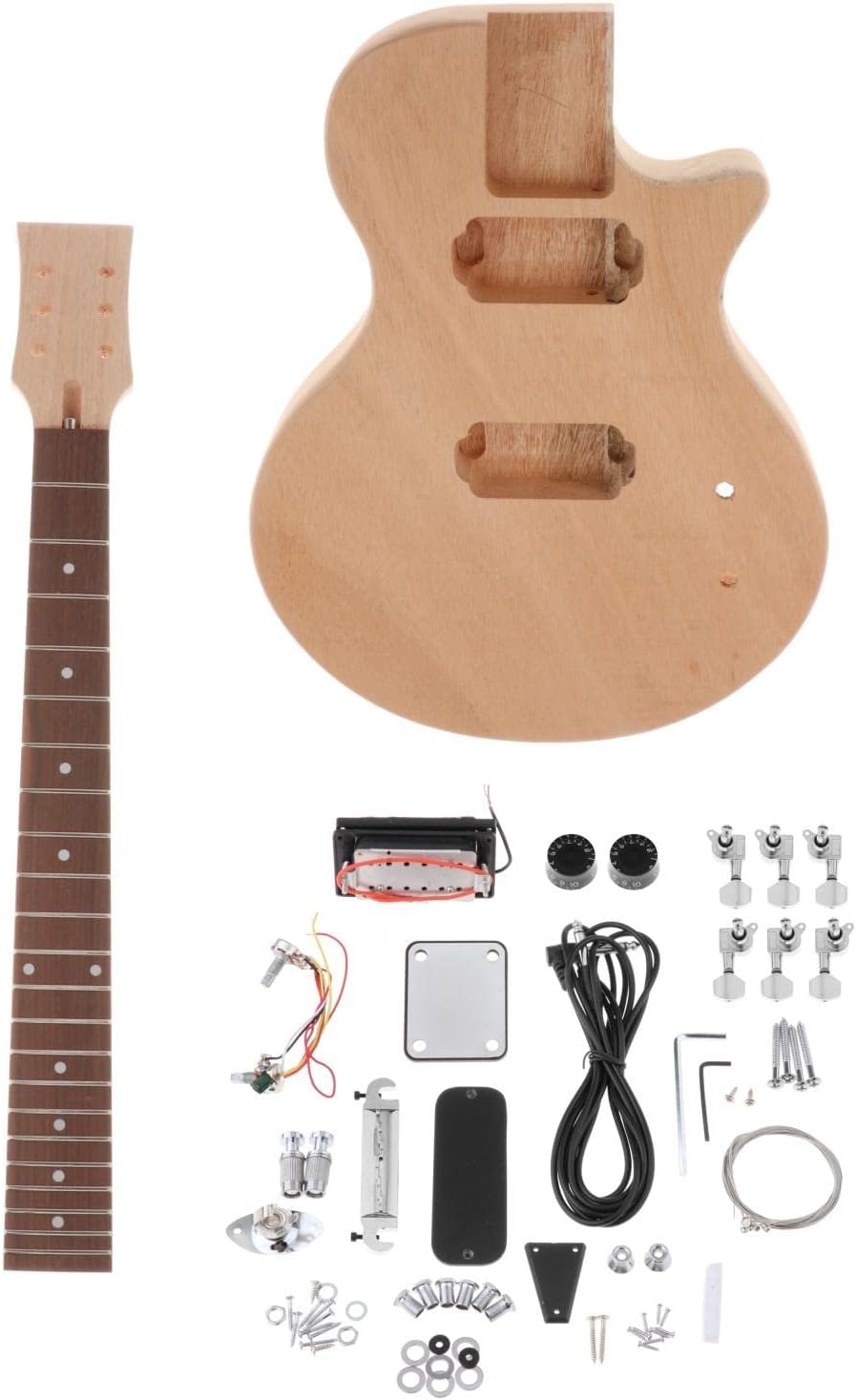 Unfinished DIY Electric Guitar Kit Mahogany Body & Rosewood Fingerboard Guitar Neck DIY Guitar Kit