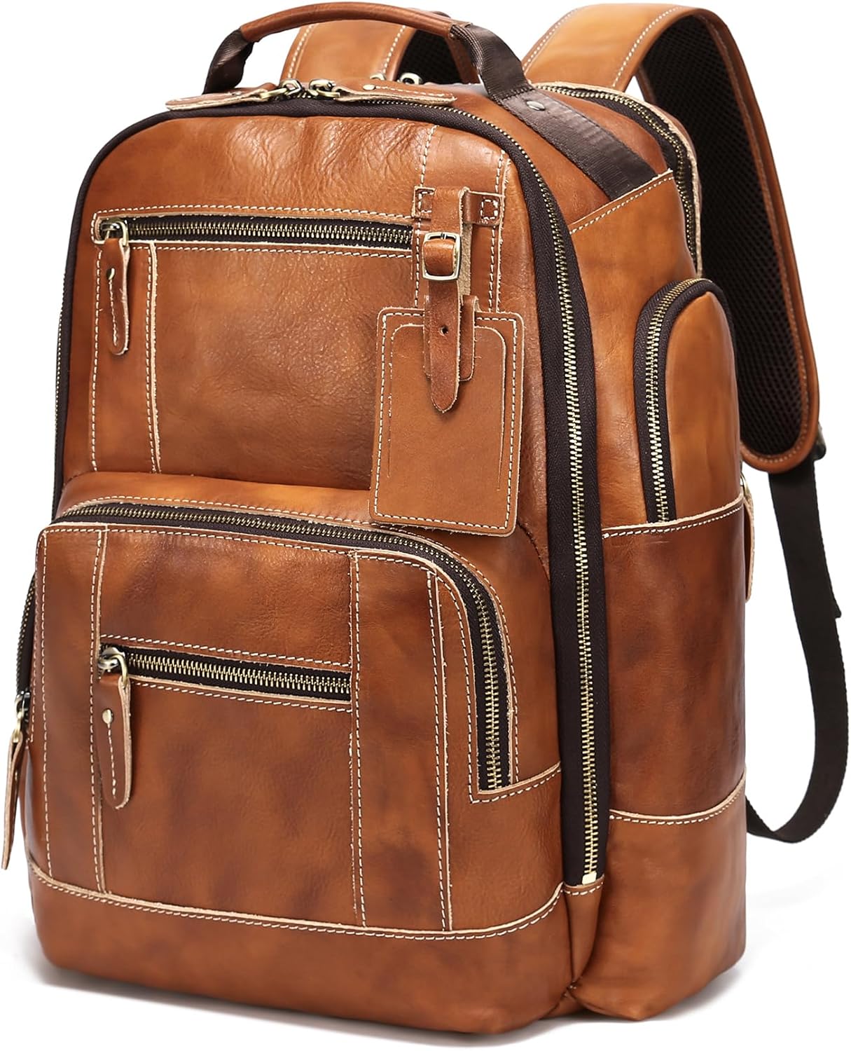 LANNSYNE Vintage Genuine Leather Backpack for Men, 15.6