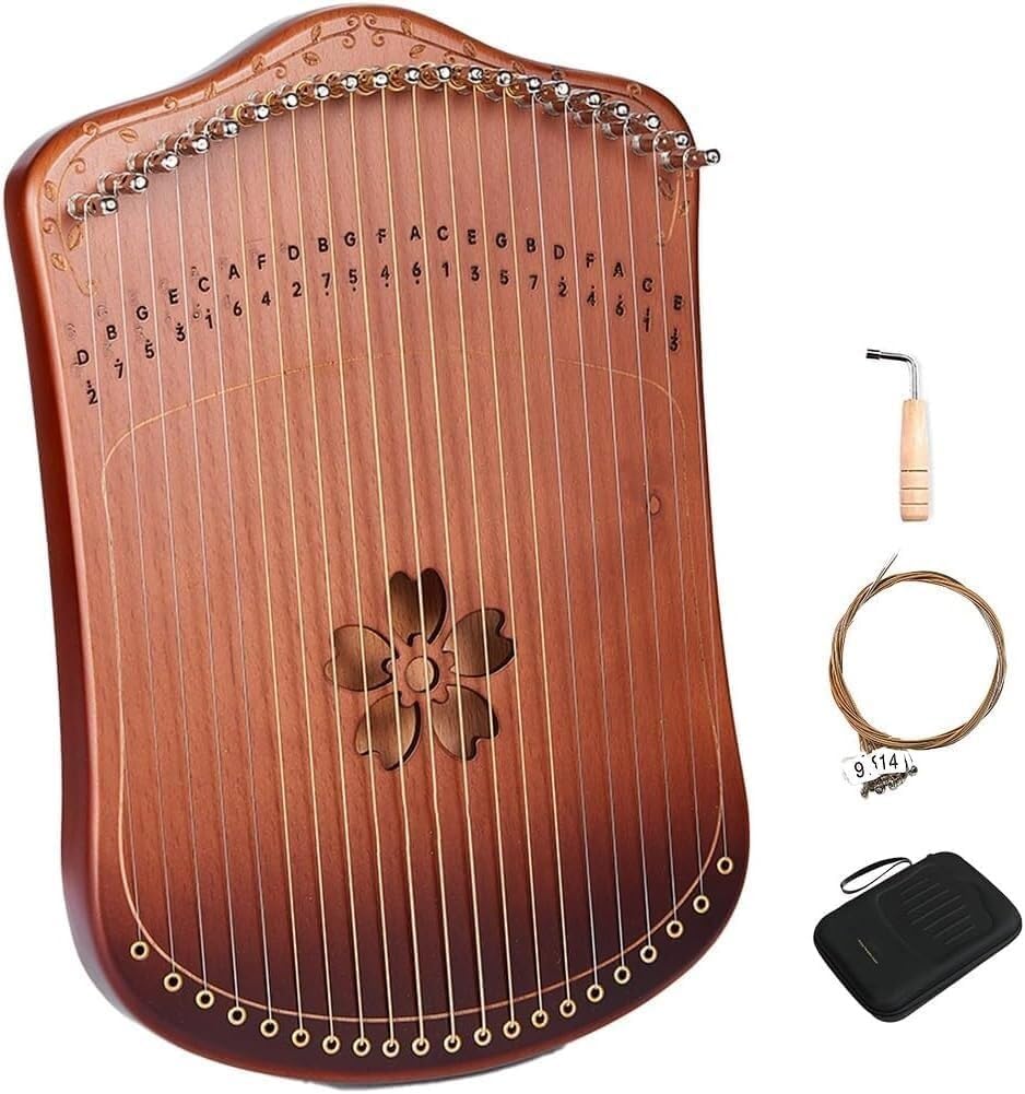 21 Metal Strings Thumb Harp with Tuning Wrench, Spare Strings and EVA Bag,Lyre Harp, Fingerpicking String Instrument (Color:Default)