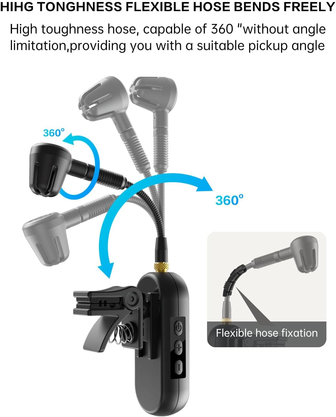 EBJ Wireless UHF Saxophone Microphone System, Clip Instrument Microphone Saxophone and Trumpet, preset EQ and Echo Level 100 feet Transmission, Full Charge can be Used for 8 Hours (M-03-2)