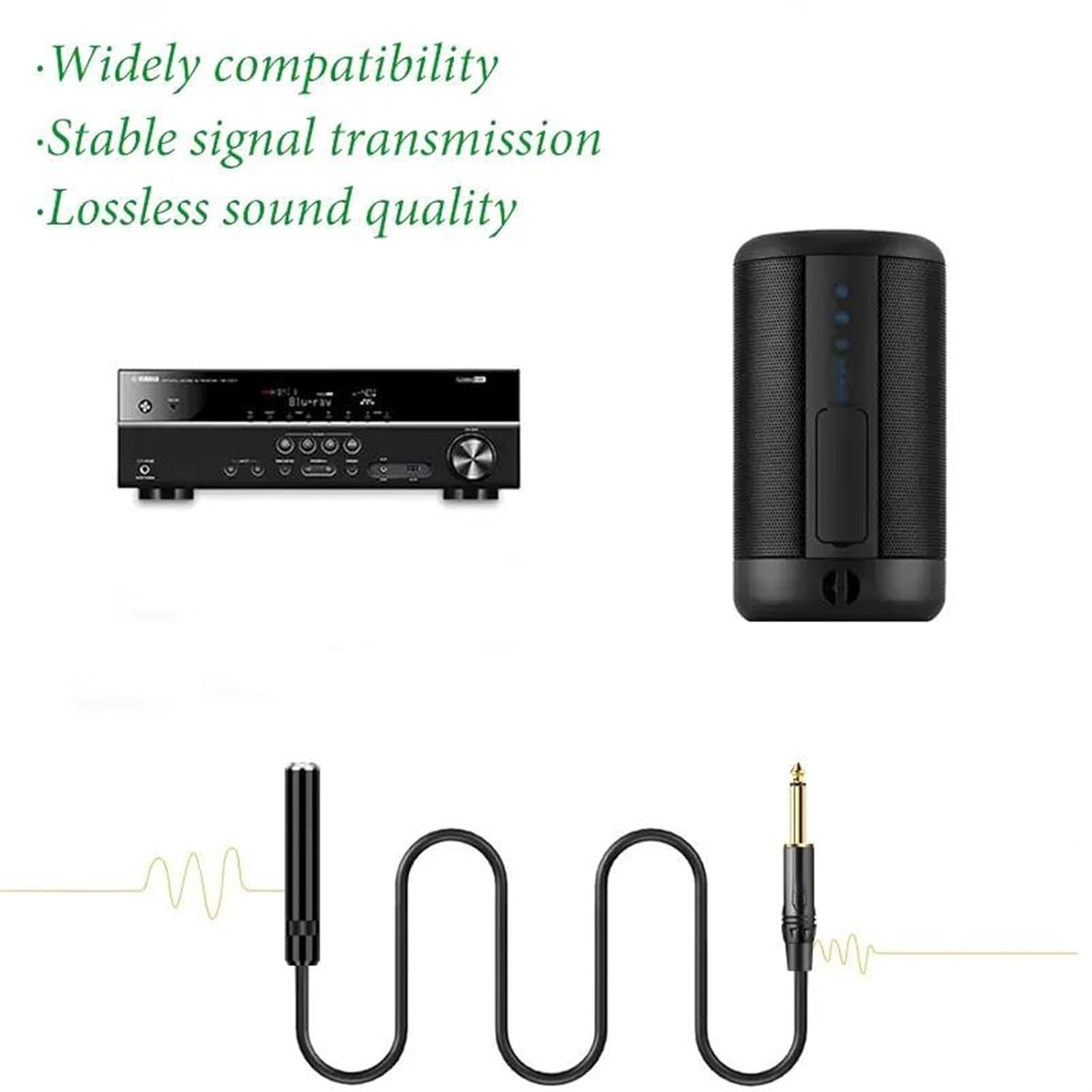 Guitar Audio Cable Stereo Extension Cable 1/4 Inch Male to 3.5mm Female Headphone Adapter for Amplifier Guitar Keyboard Piano(Ts,10m)