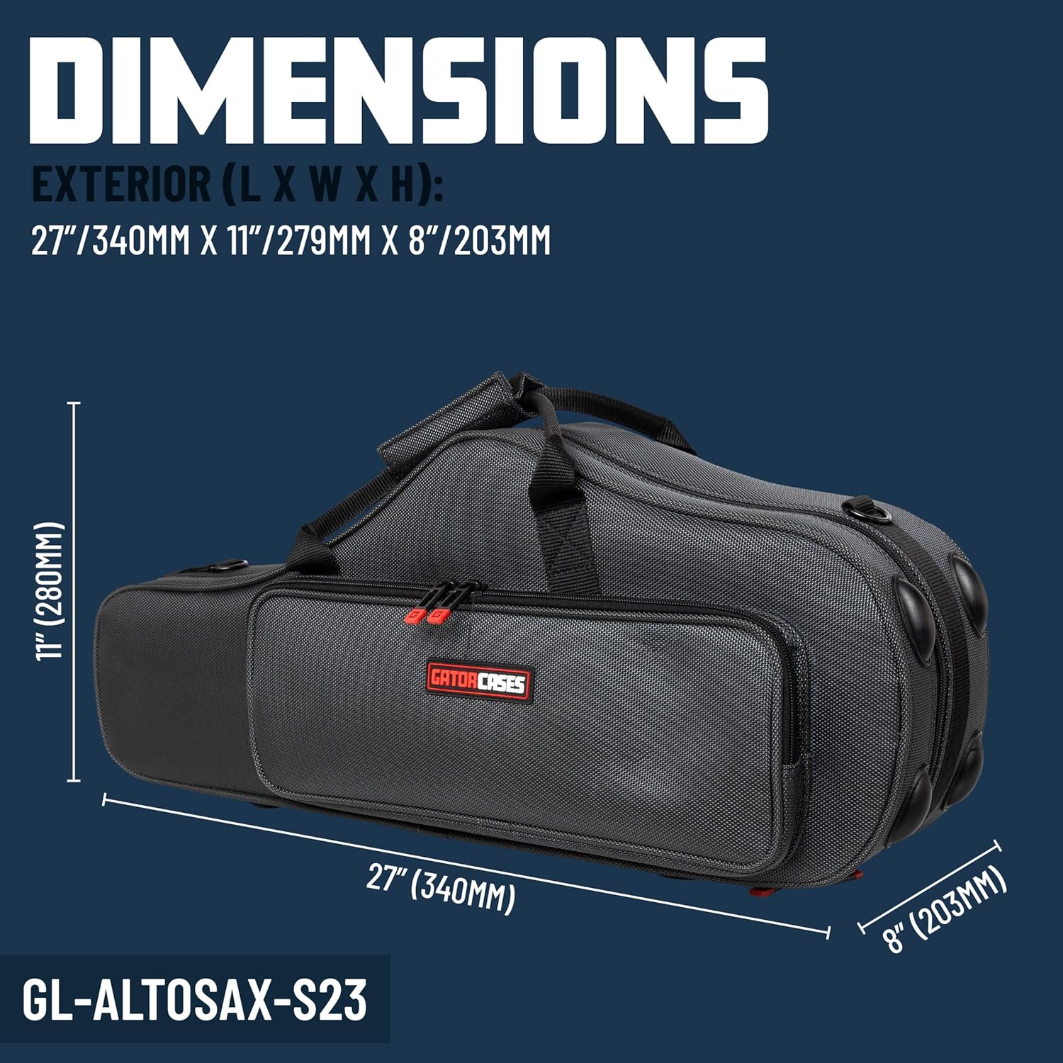 Gator Cases Adagio Series Shaped EPS Polyfoam Lightweight Case for Eb Alto Saxophone; (GL-ALTOSAX-S23)